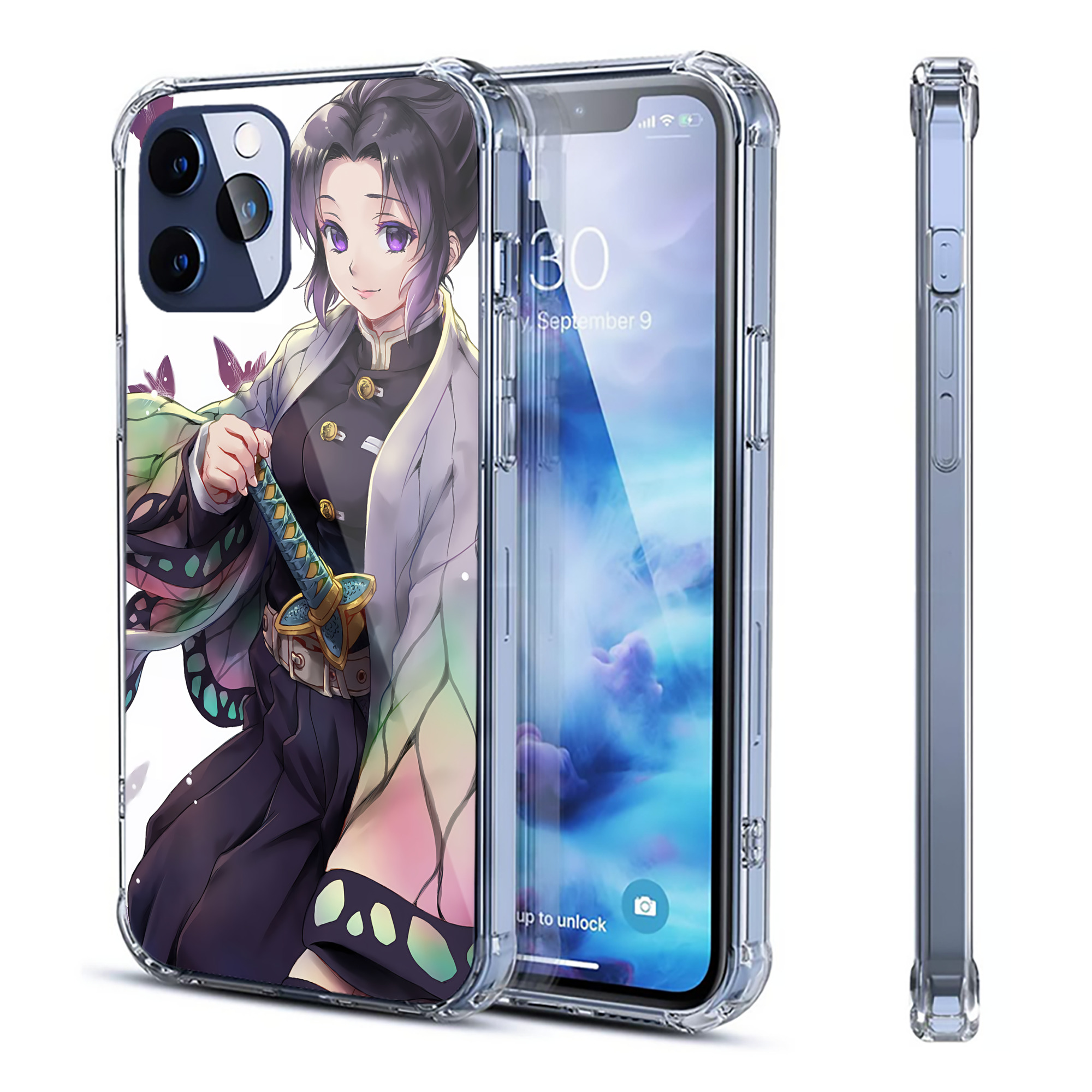 （画像用） 鬼滅の刃（きめつのやいば）蟲柱-胡蝶 しのぶ／こちょう しのぶ Kochou Shinobu 【iPhone 12シリーズ対応】透明スマホケース（クリアソフトケース）
